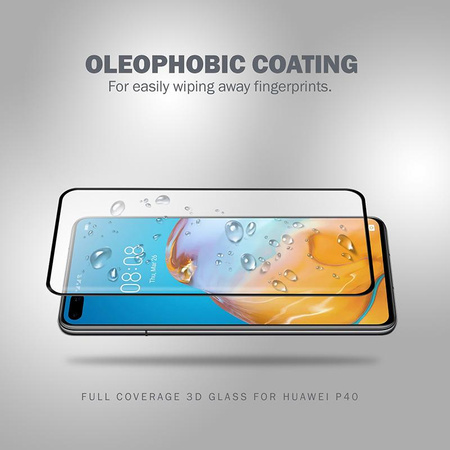 Crong 3D Armor Glass – Vetro temperato 9H per l'intero schermo del Huawei P40 + telaio di installazione