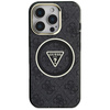 Guess IML Metal Glitter 4G Circle Triangle MagSafe - Coque pour iPhone 16 Pro (noir)