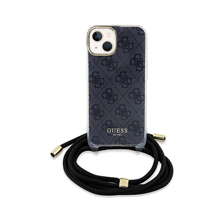 Guess Crossbody Cord 4G Print - iPhone 15 Tasche (Schwarz)