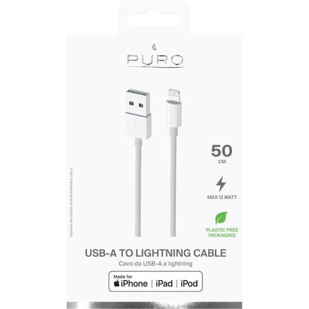 PURO USB propojovací kabel Apple konektor Lightning MFi 0,5 m (bílý)