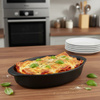Alpina - Teglia da forno in ceramica, ovale, 27x17x5,3 cm (nero)