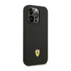 Ferrari szilikon fém logó - iPhone 14 Pro tok (fekete)