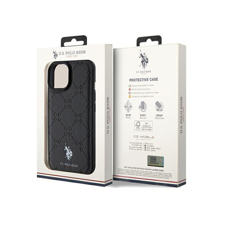 US Polo Assn Yoke Pattern - iPhone 15 Tasche (schwarz)