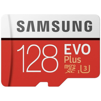 Samsung microSDXC Evo+ - 128 Go Classe 10 UHS-I U3 100/60 Mo/s carte mémoire avec adaptateur