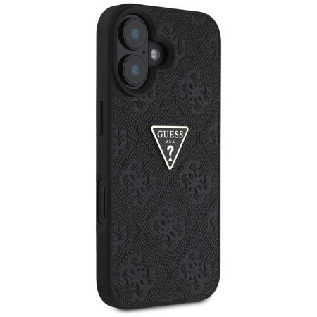 Guess Hot Stamp 4G mintás háromszög fém logó - tok iPhone 16 (fekete)
