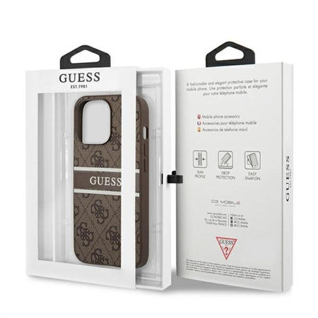 Guess 4G Printed Stripe - iPhone 13 Pro Max Case (brown)