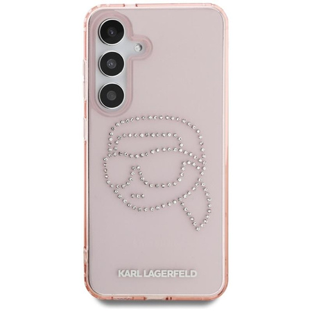 Karl Lagerfeld Rhinestones Karl Head Logo - Hülle für Samsung Galaxy S25 (Rosa)