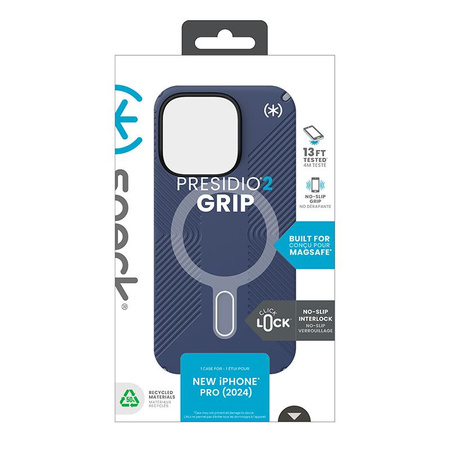Speck Presidio2 Grip ClickLock & MagSafe - iPhone 16 Pro Tasche (Küstenblau / Staubgrau / Weiß)