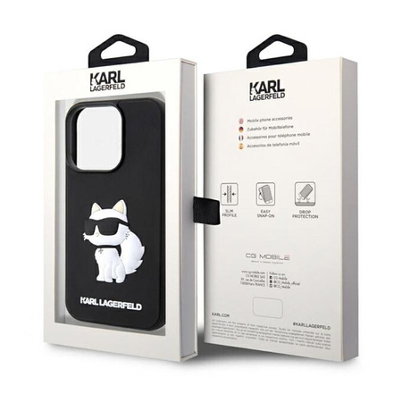 Karl Lagerfeld 3D gumi NFT Choupette - iPhone 14 Pro tok (fekete)