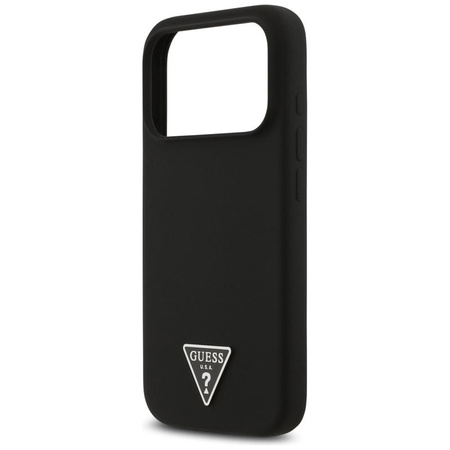 ETUI DO IPHONE 17 PRO do MAGSAFE GUESS CZARNE SILIKONOWE Z MIKROFIBRĄ CASE