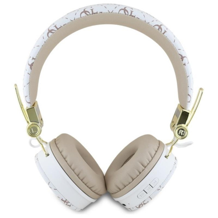 Guess 4G Triangle Round Shape - Wireless Over-Ear Bluetooth ENC Headphones (White)
