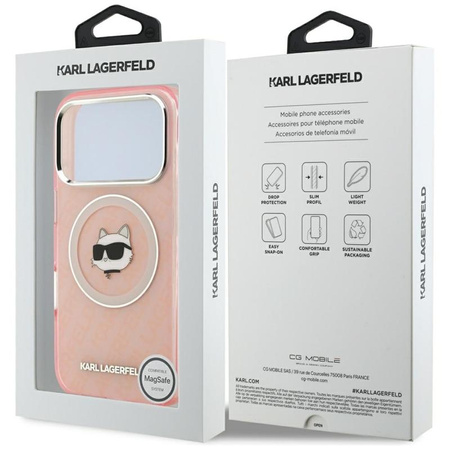 Karl Lagerfeld IML Choupette Head Logo MagSafe - Hülle für iPhone 17 Pro (rosa)