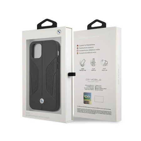 BMW Leather Perforate Sides - Tasche für iPhone 12 / iPhone 12 Pro (schwarz)