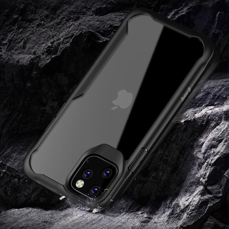 Crong Hybrid Clear Cover - Coque pour iPhone 11 Pro Max (noir)