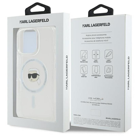 Karl Lagerfeld IML Metal Karl Head MagSafe - Hülle für iPhone 16 Pro Max (weiß)