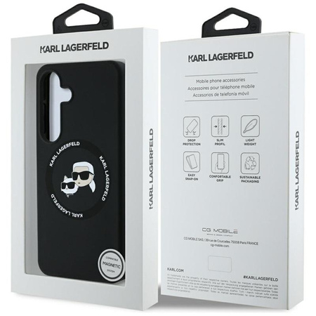 Karl Lagerfeld Silicone Double Heads And Circle MagSafe - Samsung Galaxy S25 Case (black)