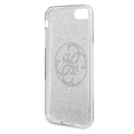 Guess Circle Glitter 4G - pouzdro pro iPhone SE 2020 / 8 / 7 (světle šedé)