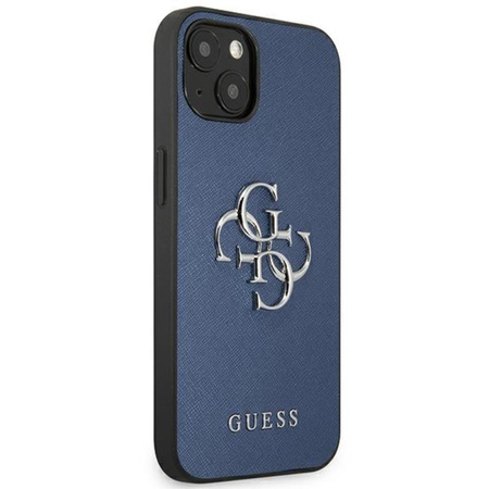 Guess Saffiano 4G Big Silver Logo - pouzdro pro iPhone 13 mini (modré)