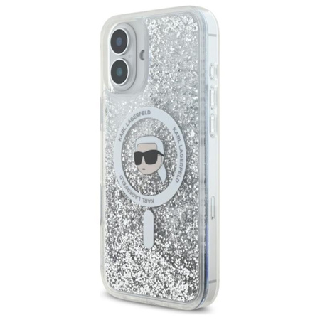 Karl Lagerfeld Liquid Glitter Karl Head MagSafe Case - iPhone 16 Plus Case (Transparent)