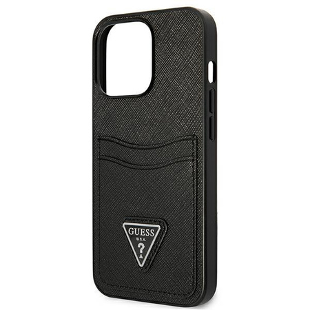 Pouzdro Guess Saffiano Double Card Triangle - iPhone 13 Pro Max (černé)