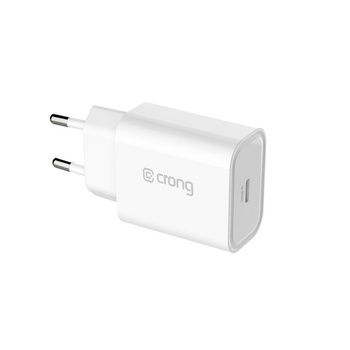 Cestovní nabíječka Crong USB-C – USB-C Power Delivery 20W síťová nabíječka (bílá)