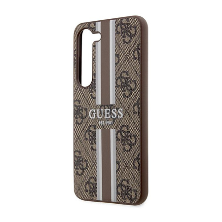 Guess 4G Printed Stripe - pouzdro pro Samsung Galaxy S23 (hnědé)