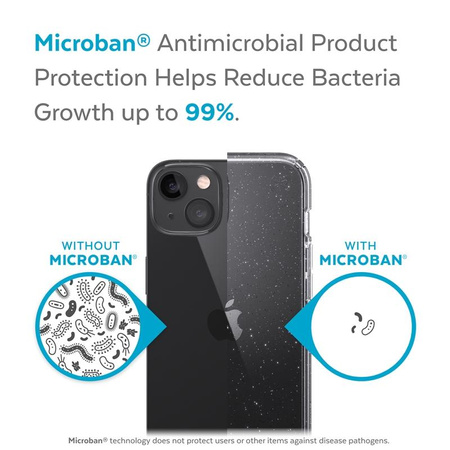 Speck Presidio Perfect-Clear with Glitter - Etui iPhone 13 z powłoką MICROBAN (Clear/Platinum Glitter)