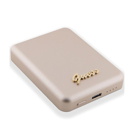 Guess Metal Script Logo MagSafe - Induktions-Powerbank 3000 mAh 5W MagSafe (Gold)