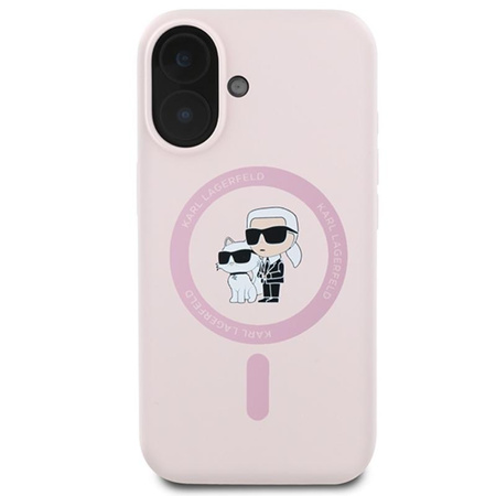 Karl Lagerfeld Silicone Karl & Choupette Ring MagSafe - Etui iPhone 16 (różowy)