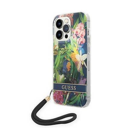 Guess Flower Cord - Hülle für iPhone 14 Pro (Blau)