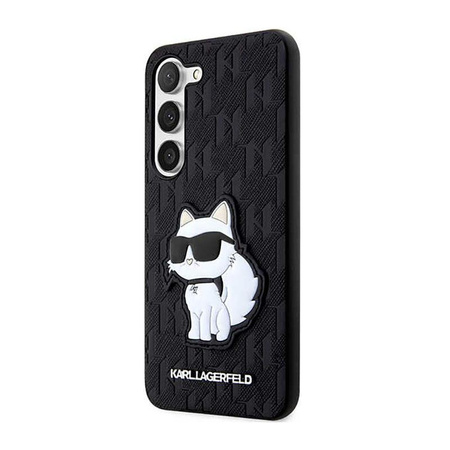 Karl Lagerfeld NFT Saffiano Monogram Choupette - Hülle für Samsung Galaxy S23+ (Schwarz)