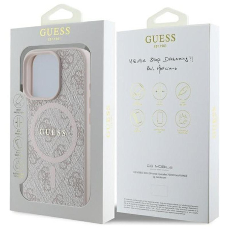 Guess 4G Ring Classic Logo MagSafe - Etui iPhone 16 Pro Max (różowy)