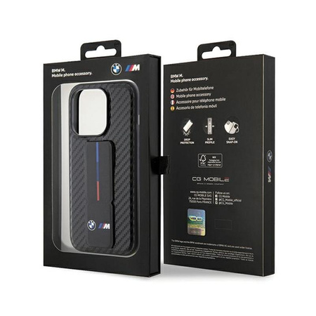 BMW Grip Stand Smooth & Carbon - Case for iPhone 15 Pro (Black)