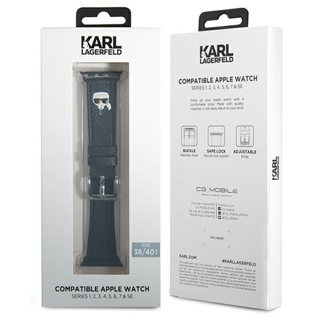 Karl Lagerfeld Saffiano Karl Head - Strap for Apple Watch 38/40/41 mm (black)