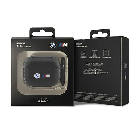 Dvojité kovové logo BMW Carbon - pouzdro pro AirPods 3 (černé)