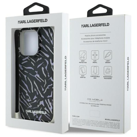 Karl Lagerfeld Zebra mit Kordel - iPhone 16 Pro Tasche (lila)