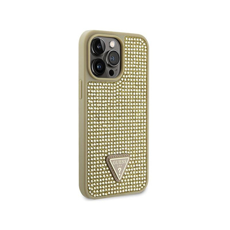 Guess Rhinestone Triangle - Hülle für iPhone 14 Pro Max (Gold)