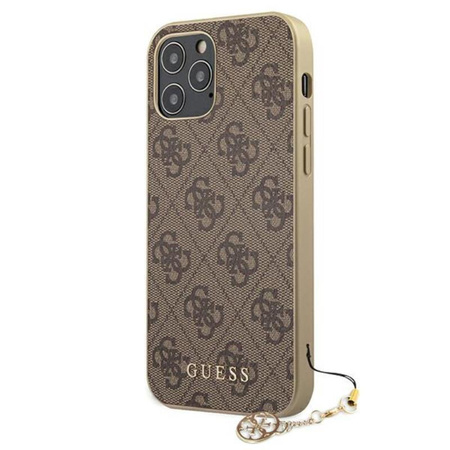 Guess 4G Charms Collection - Coque pour iPhone 12 / iPhone 12 Pro (marron)