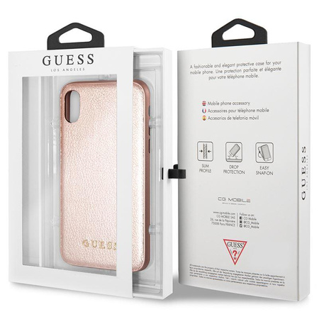 Guess Iridescent - Etui iPhone Xs / X (różowo złoty)