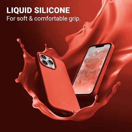 Crong Color Cover Liquid Silicone pouzdro pro iPhone 13 Pro (korálově červená)