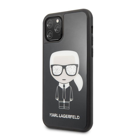 Karl Lagerfeld Double Layer Glitter Iconic - pouzdro pro iPhone 11 Pro (černé)