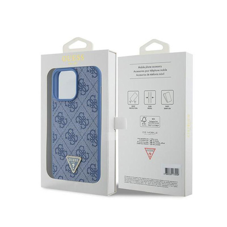Étui Guess en cuir 4G Triangle Strass - iPhone 15 Pro Max (bleu)