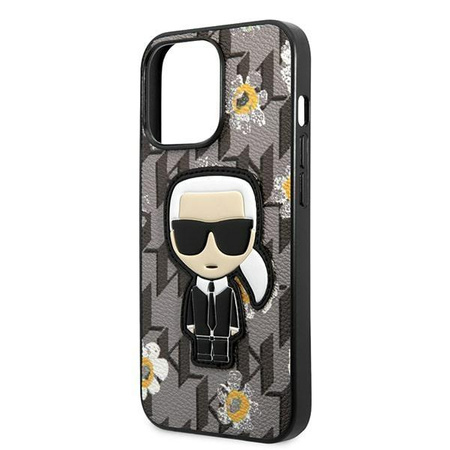 Karl Lagerfeld Iconic Karl Flower - pouzdro pro iPhone 13 Pro Max (šedé)