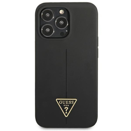 Silikonové pouzdro Guess s trojúhelníkovým logem - iPhone 13 Pro Max (černé)