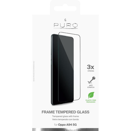 Verre trempé PURO Frame - Oppo A94 5G verre de protection d'écran trempé (cadre noir)