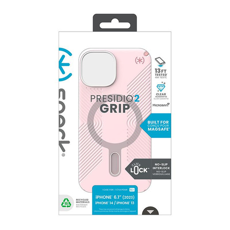 Speck Presidio2 Grip ClickLock & MagSafe - Case for iPhone 15 / iPhone 14 / iPhone 13 (Nimbus Pink / Dahlia Pink)