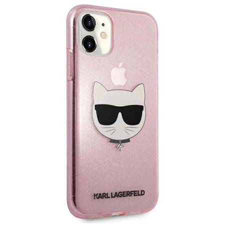 Karl Lagerfeld Choupette Head Glitter - iPhone 11 tok (rózsaszín)