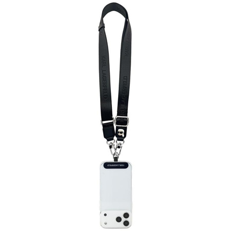 Karl Lagerfeld Universal Crossbody Strap Tether Patch Karl Metal Logo - Univerzální popruh / šňůrka na telefon (černý)