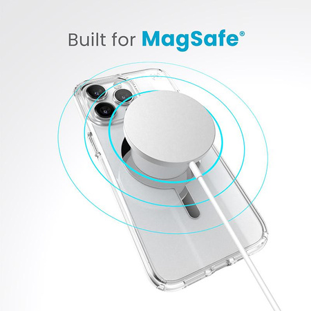 Speck Presidio Perfect-Clear MagSafe - iPhone 15 Pro Max Fall (Klar / Chrom-Finish / Serene Silber)