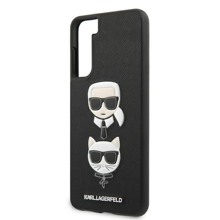 Karl Lagerfeld Saffiano Karl & Choupette Heads - pouzdro pro Samsung Galaxy S21+ (černé)